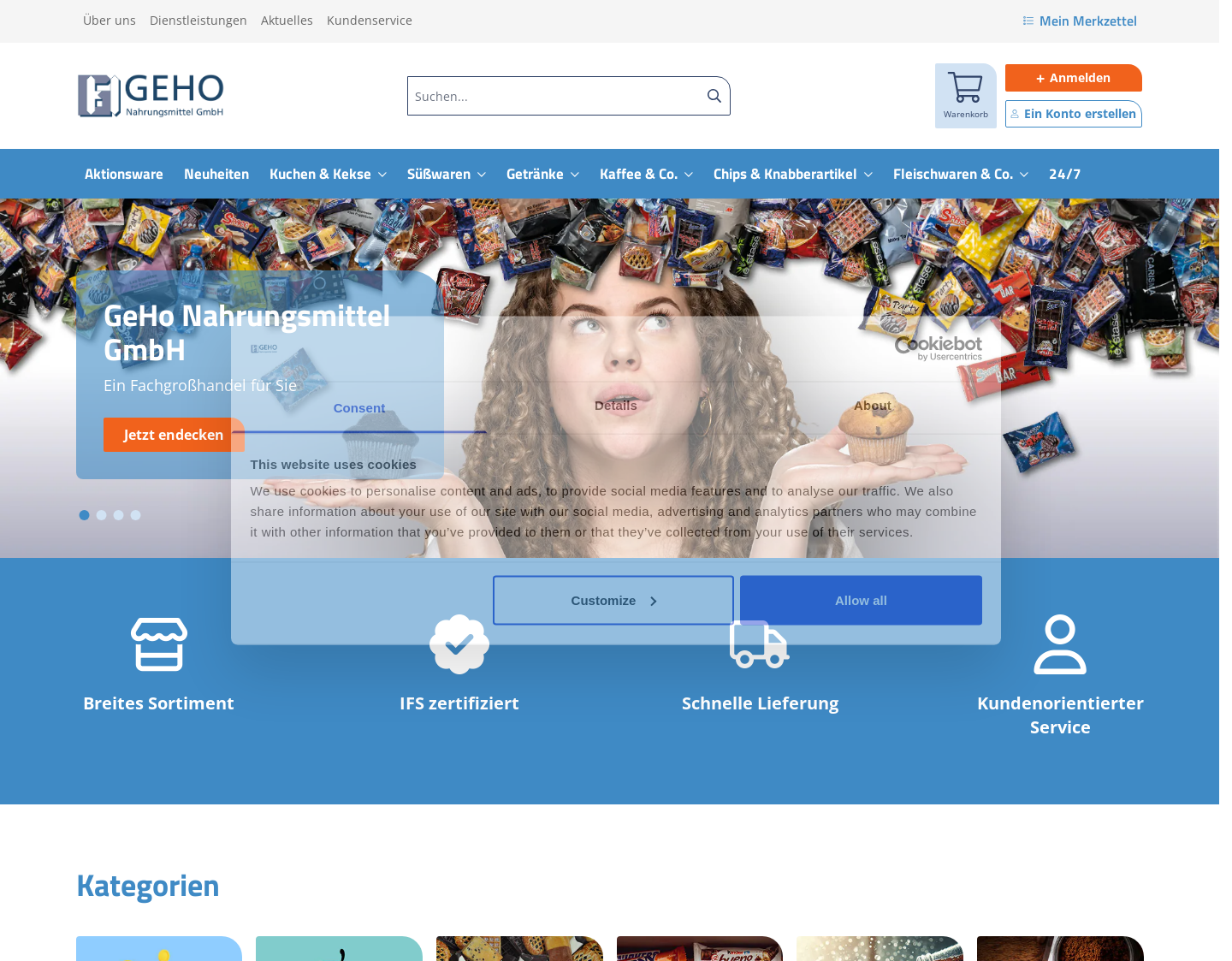 Aktuelle Website-Vorschau von GEHO Nahrungsmittel GmbH