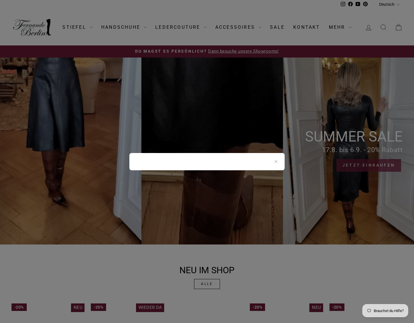 Aktuelle Website-Vorschau von Fernando Berlin - Stiefel nach Mass