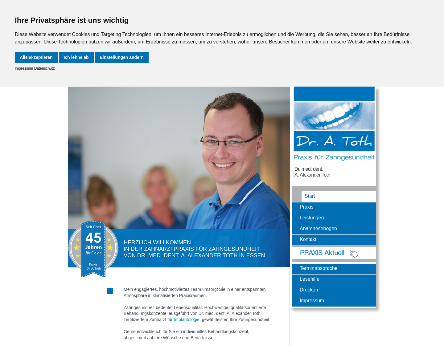 Aktuelle Website-Vorschau von Dres. Toth