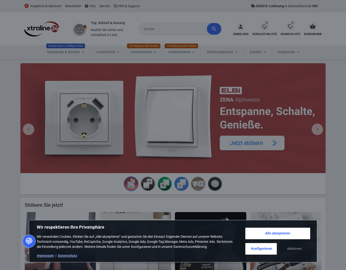 Aktuelle Website-Vorschau von Xtraline24.de Steckosen Online Shop