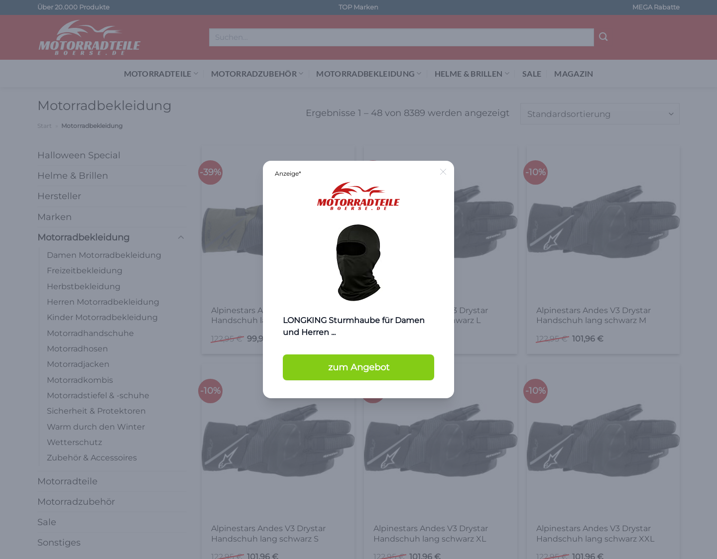 Aktuelle Website-Vorschau von AB-Motowear Köln, Daines