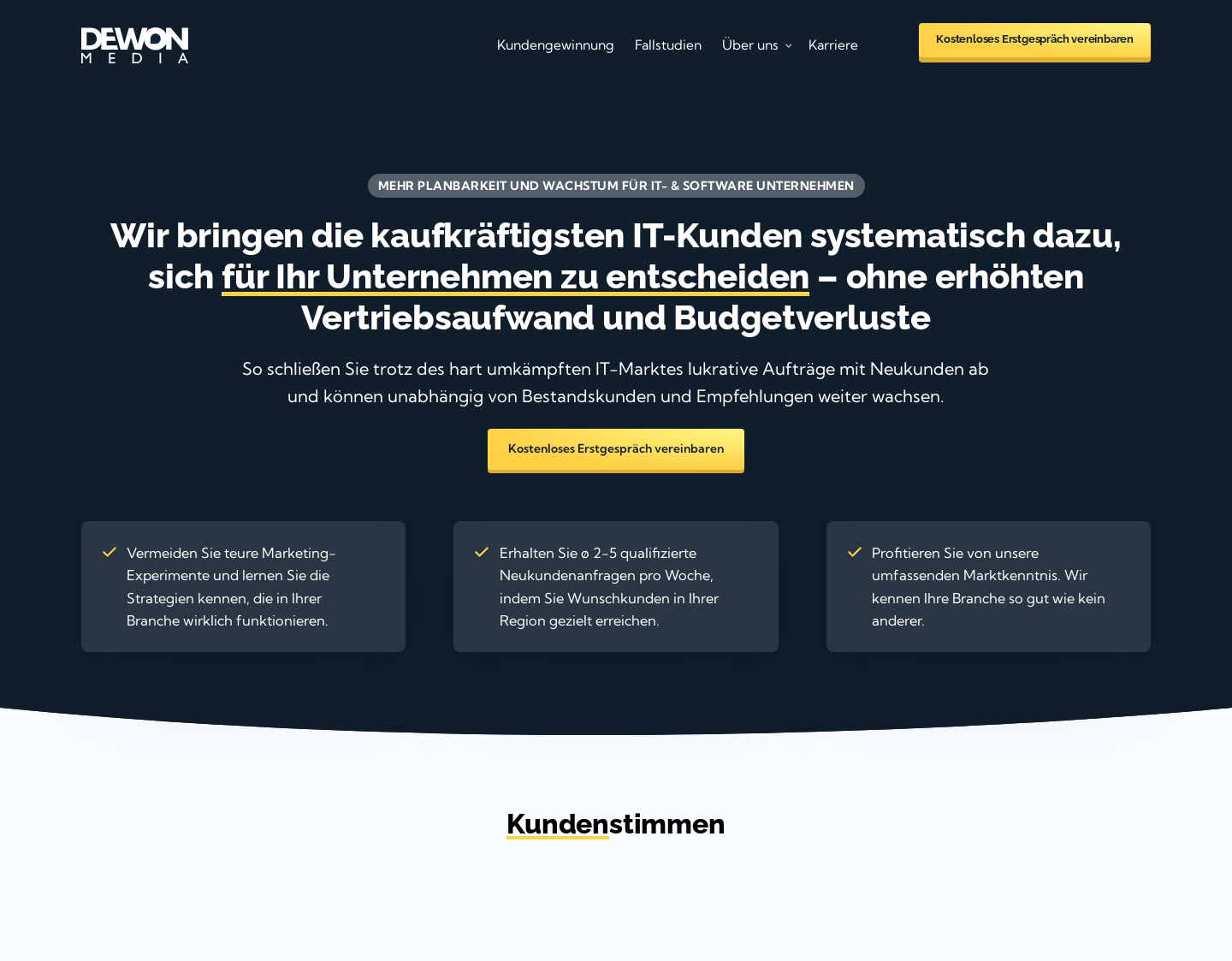 Aktuelle Website-Vorschau von Screencast Agentur- Dewon