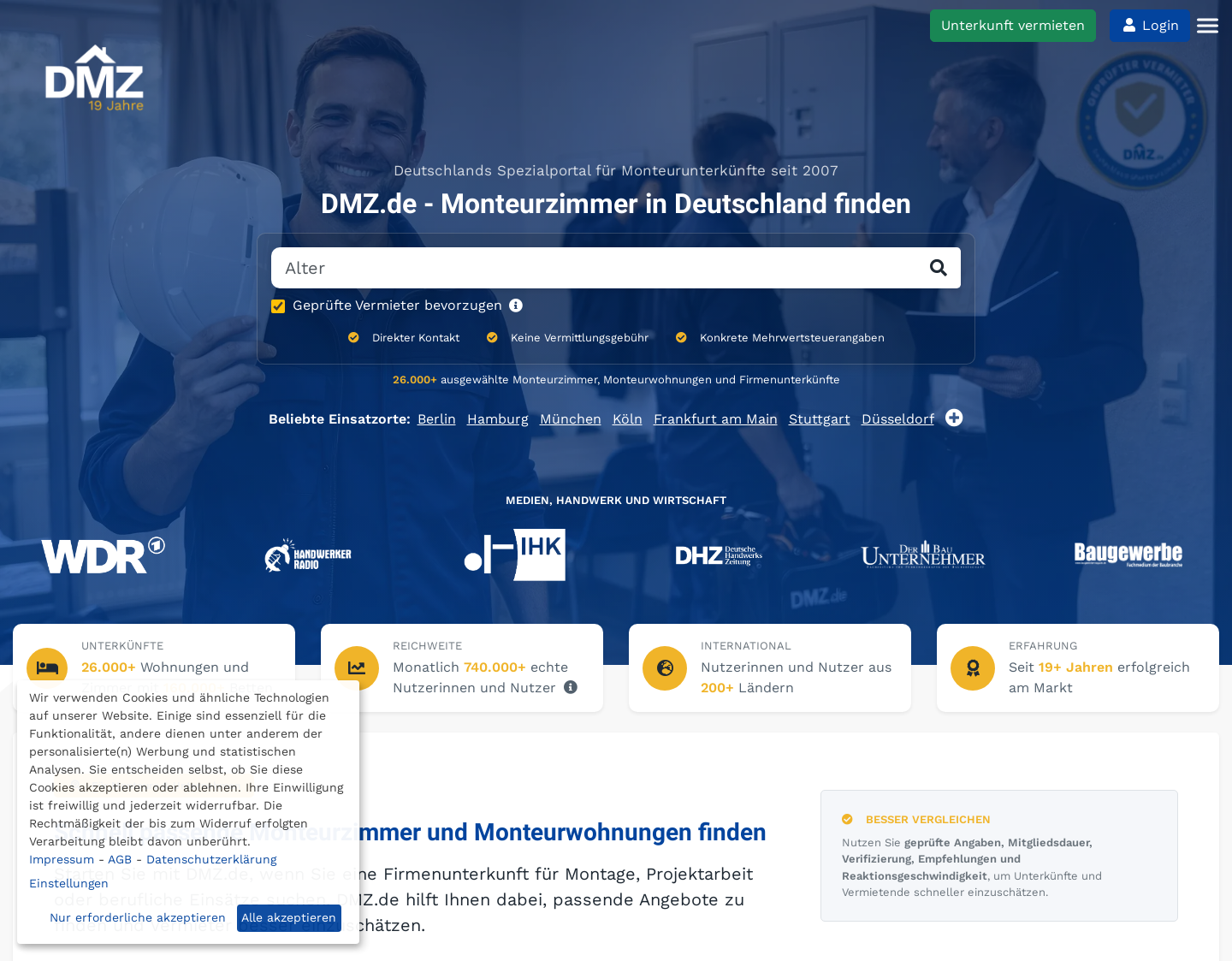 Aktuelle Website-Vorschau von Deutschand Montagezimmer