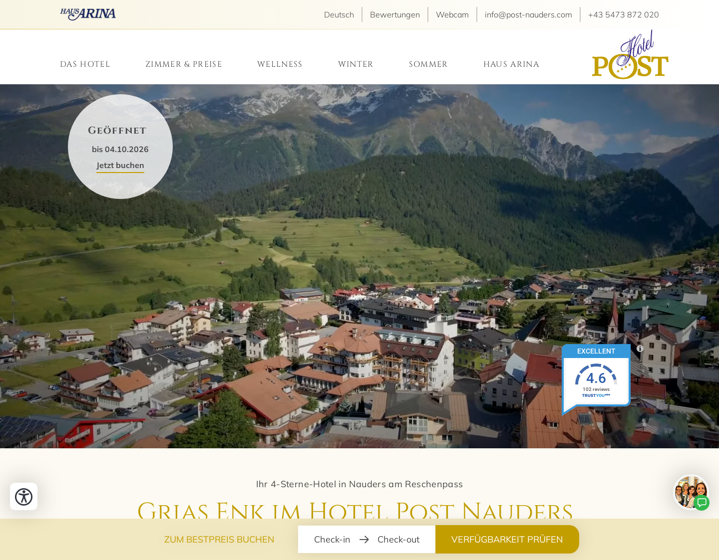 Aktuelle Website-Vorschau von Hotel Post Nauders