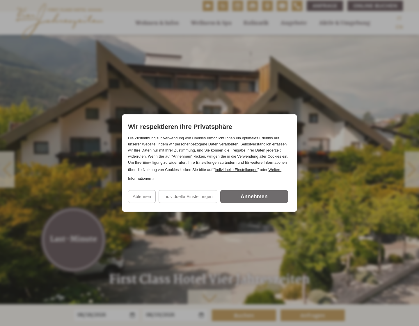 Aktuelle Website-Vorschau von First Classhotel Vierjahreszeiten
