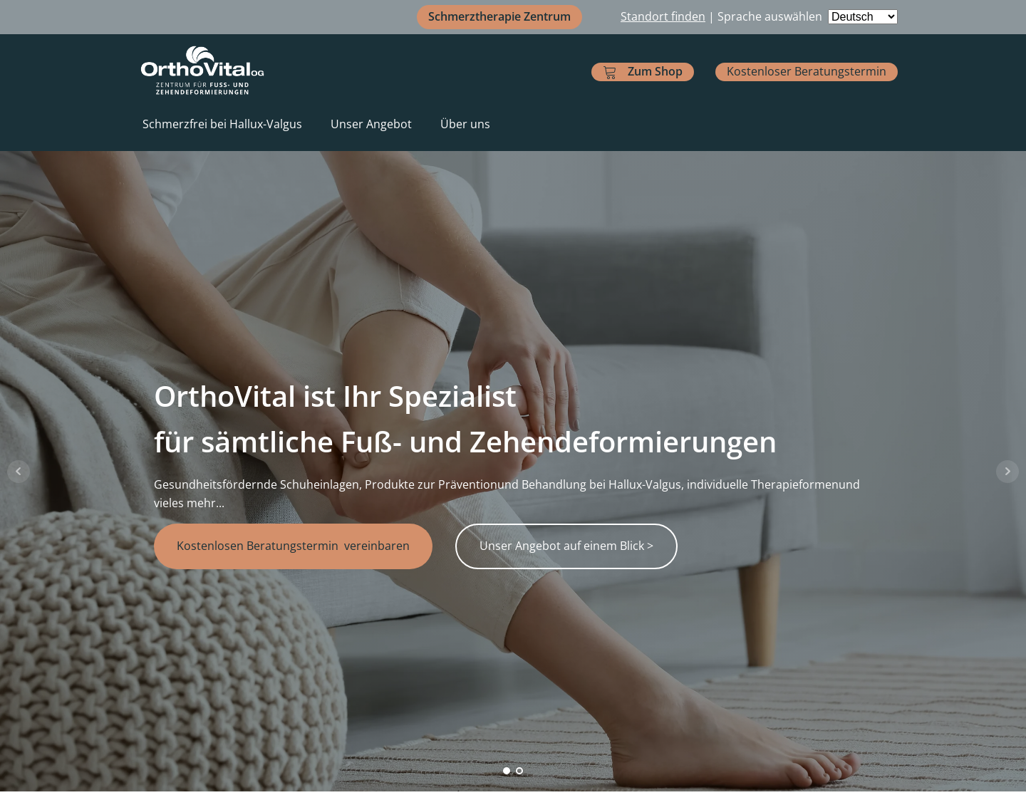 Aktuelle Website-Vorschau von Hallux Valgus Zentrum