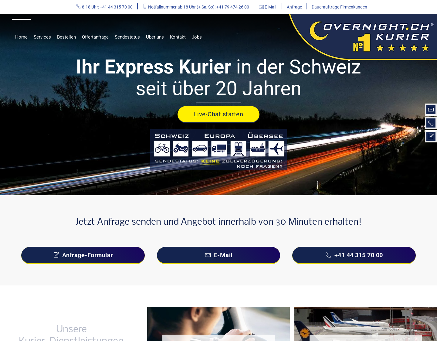 Aktuelle Website-Vorschau von Kurier Deutschland ? Ihr Kurier