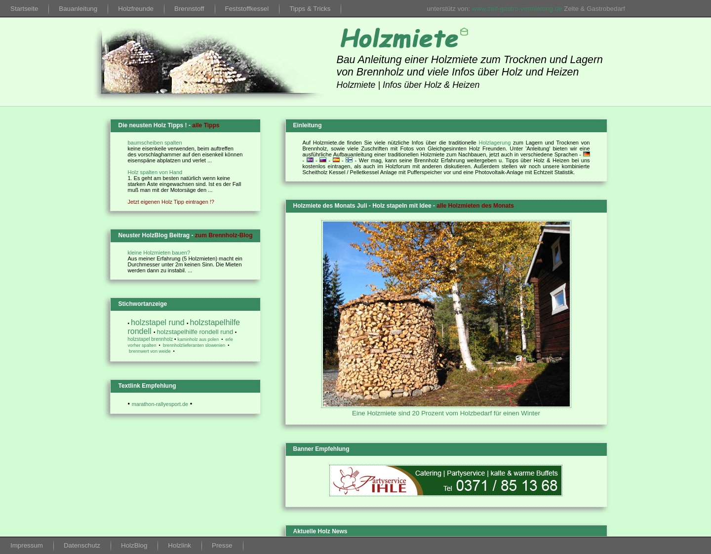 Aktuelle Website-Vorschau von Holzmiete zum Lagern & Trocknen
