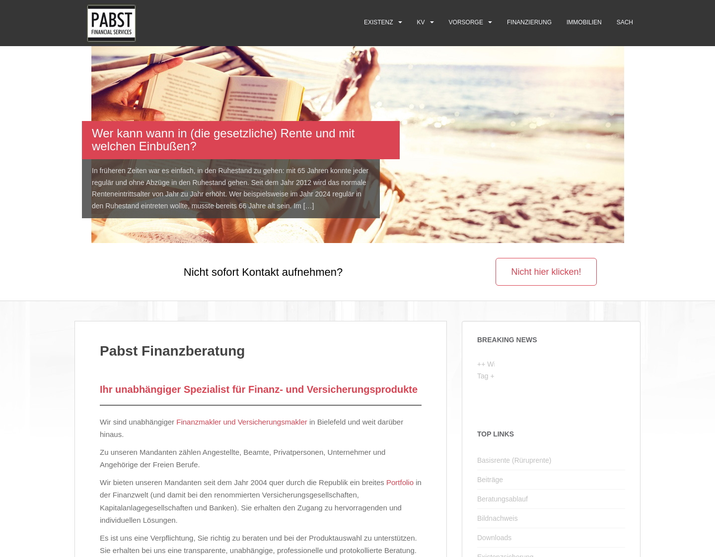 Aktuelle Website-Vorschau von Pabst Finanzberatung - Finanzmakler