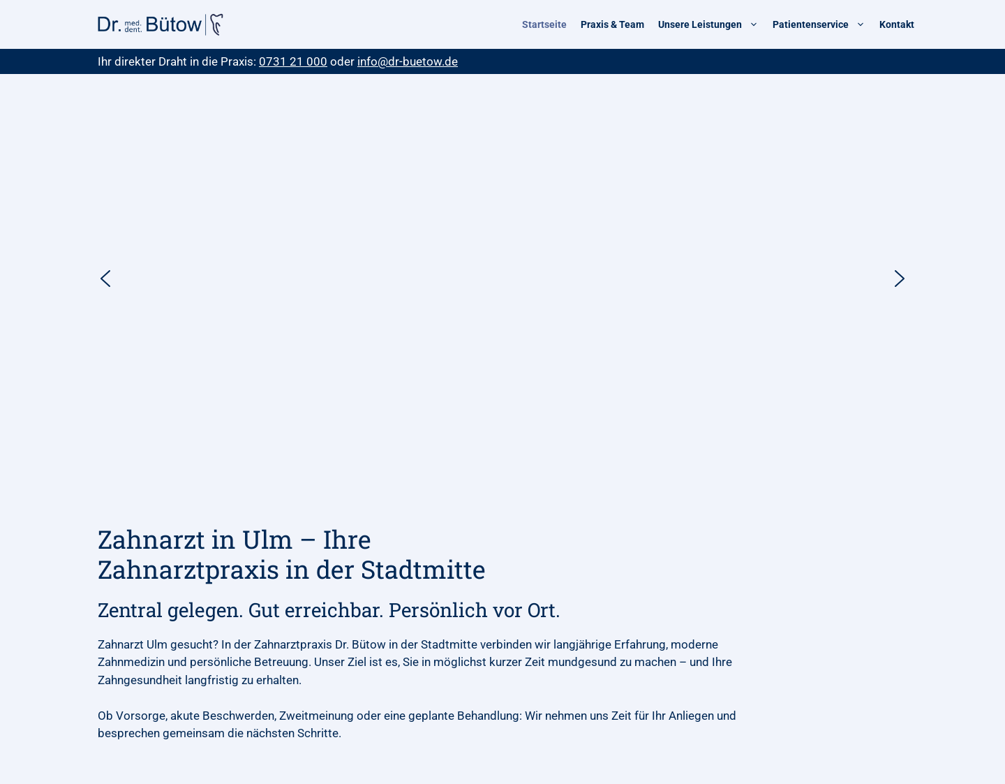 Aktuelle Website-Vorschau von Zahnarzt Dr. Bütow in Ulm