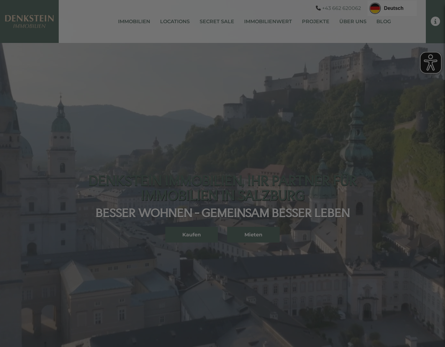 Aktuelle Website-Vorschau von Denkstein Immobilien, Schöne Immobilien zur Miete