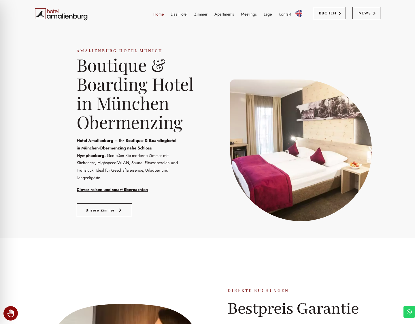 Aktuelle Website-Vorschau von Business Hotel Amalienburg in München
