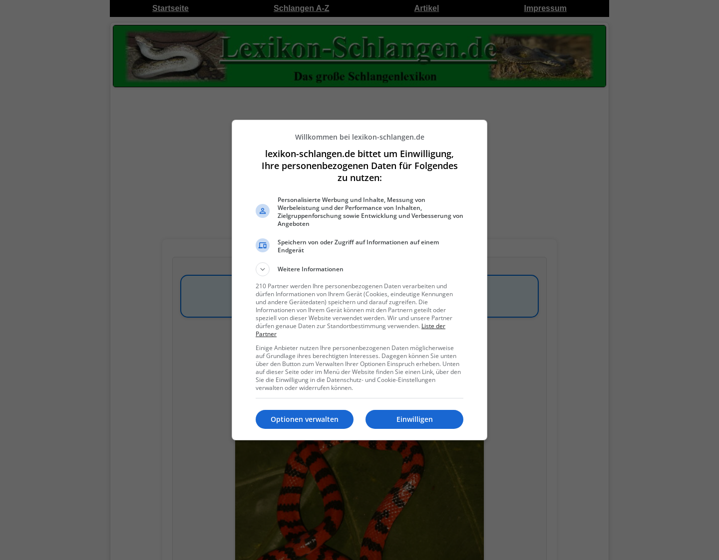 Aktuelle Website-Vorschau von Schlangen A bis Z