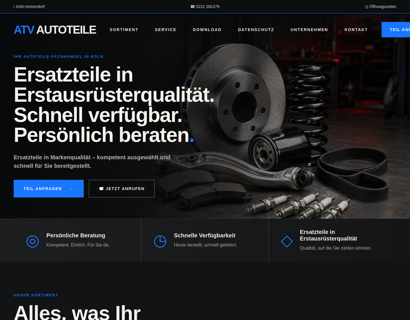 Aktuelle Website-Vorschau von ATV-Autoteile GmbH Köln