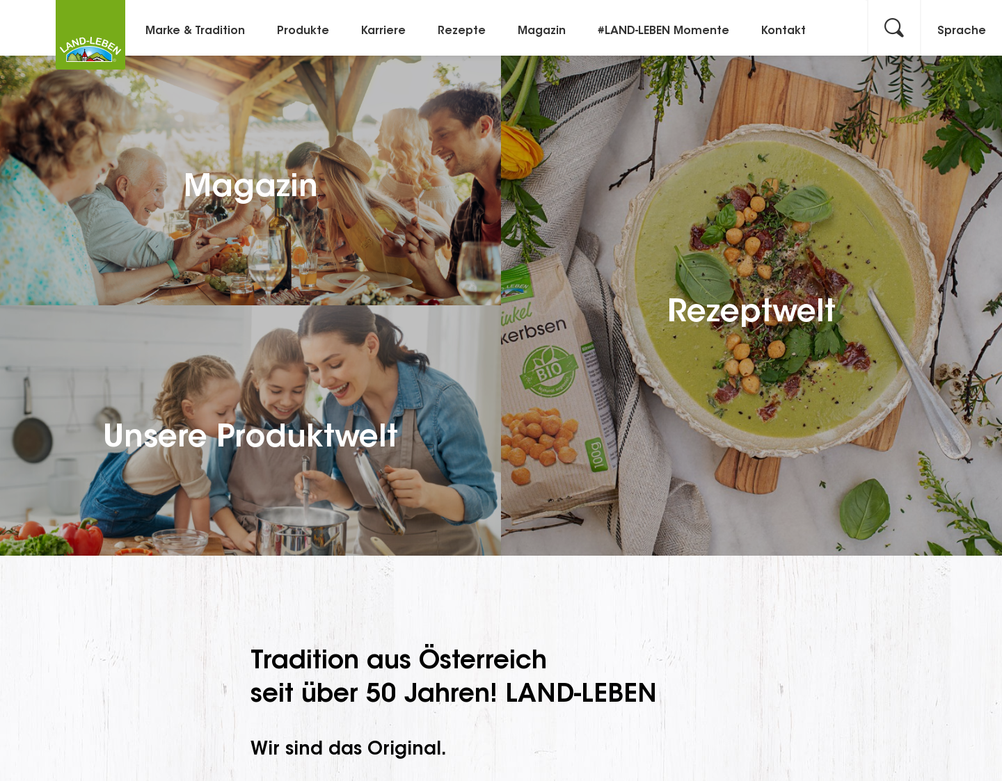 Aktuelle Website-Vorschau von LAND-LEBEN Backerbsen, Croutons sowie Frittaten