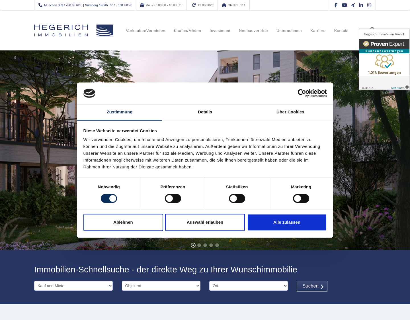 Aktuelle Website-Vorschau von Hegerich Immobilien GmbH
