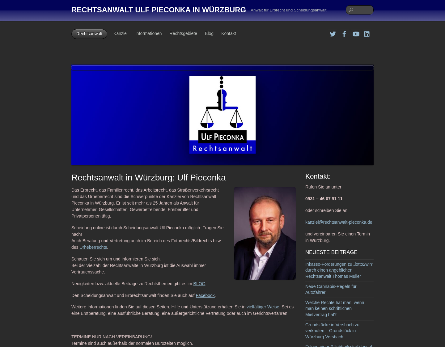 Aktuelle Website-Vorschau von Würzburger Rechtsanwalt Pieconka