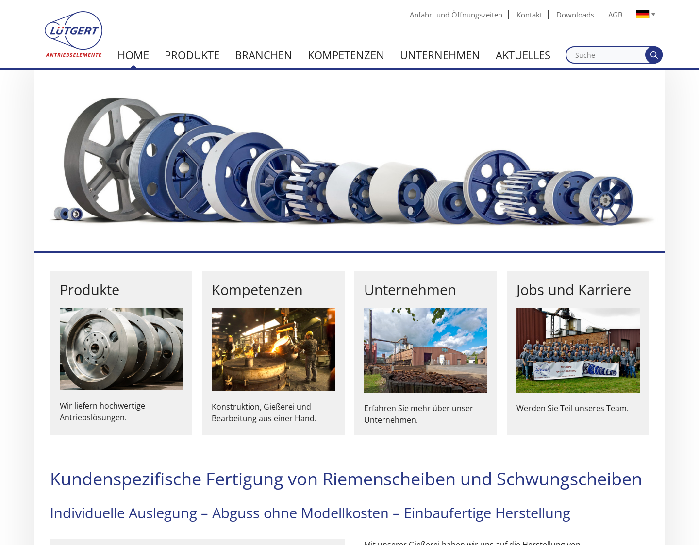 Aktuelle Website-Vorschau von Lütgert Antriebe