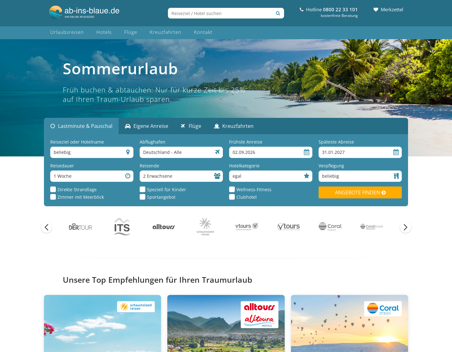 Aktuelle Website-Vorschau von Hotel Preisvergleich bei Bettenjagd