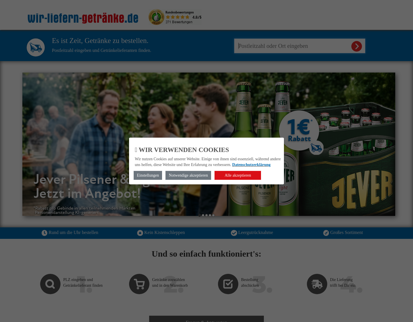 Aktuelle Website-Vorschau von Getränke Online Shop
