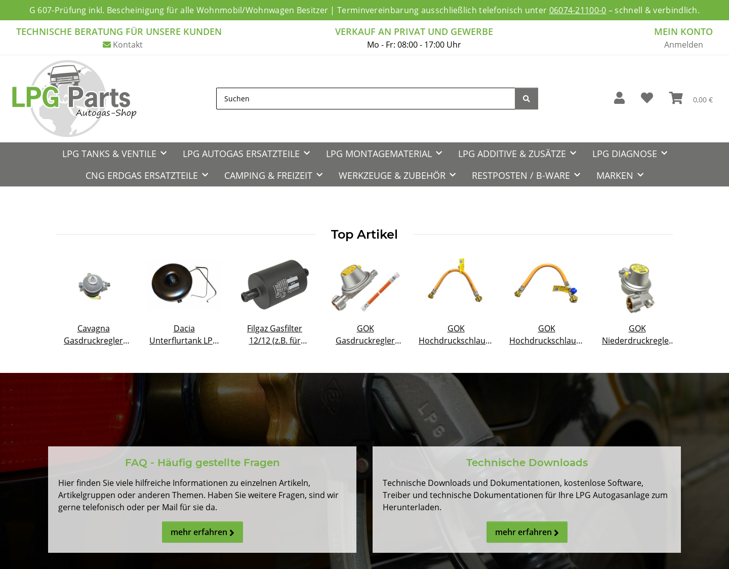 Aktuelle Website-Vorschau von LPG Parts