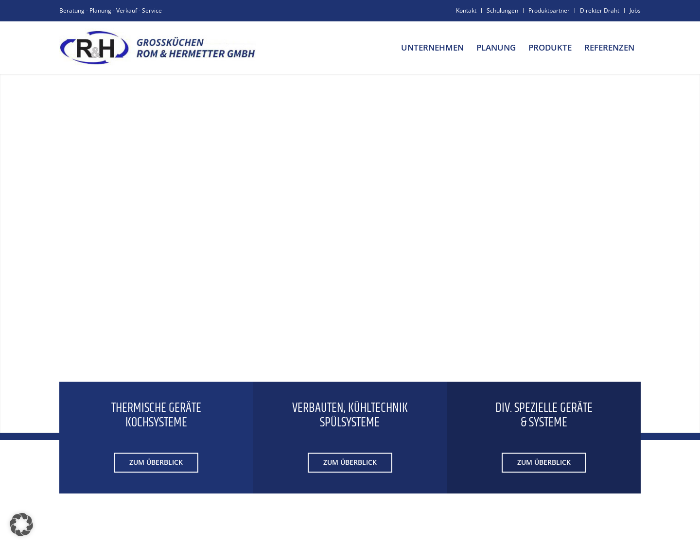 Aktuelle Website-Vorschau von Großküchen von Rom & Hermetter