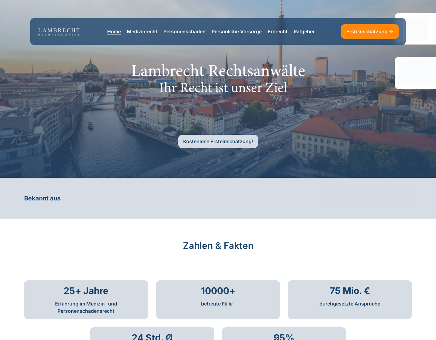 Aktuelle Website-Vorschau von Lambrecht Rechtsanwaelte Berlin
