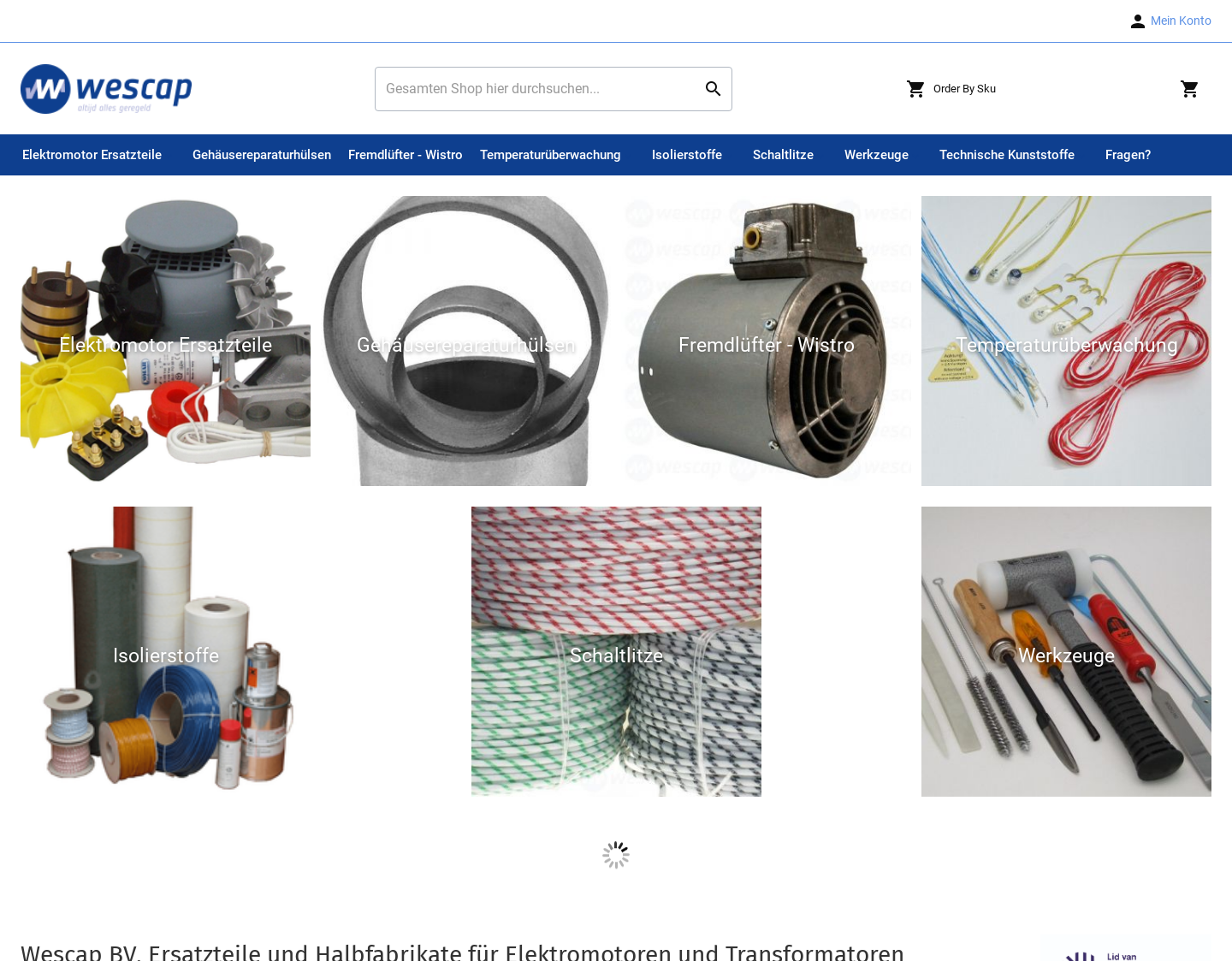 Aktuelle Website-Vorschau von Wescap BV