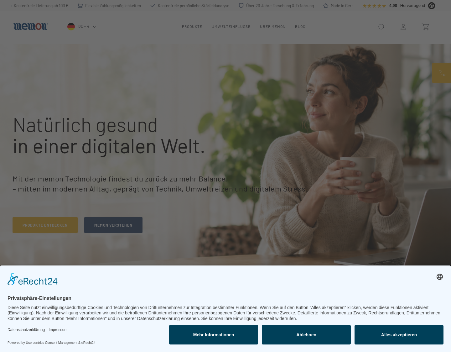 Aktuelle Website-Vorschau von memon bionic instruments GmbH