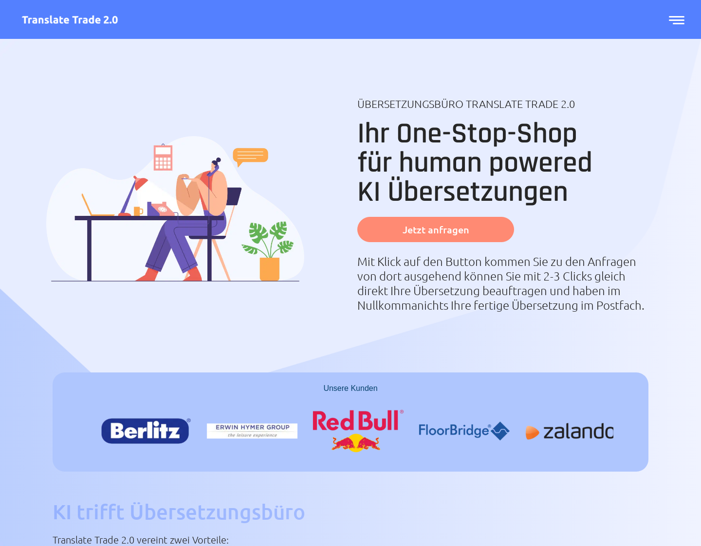 Aktuelle Website-Vorschau von Translate Trade GmbH - International