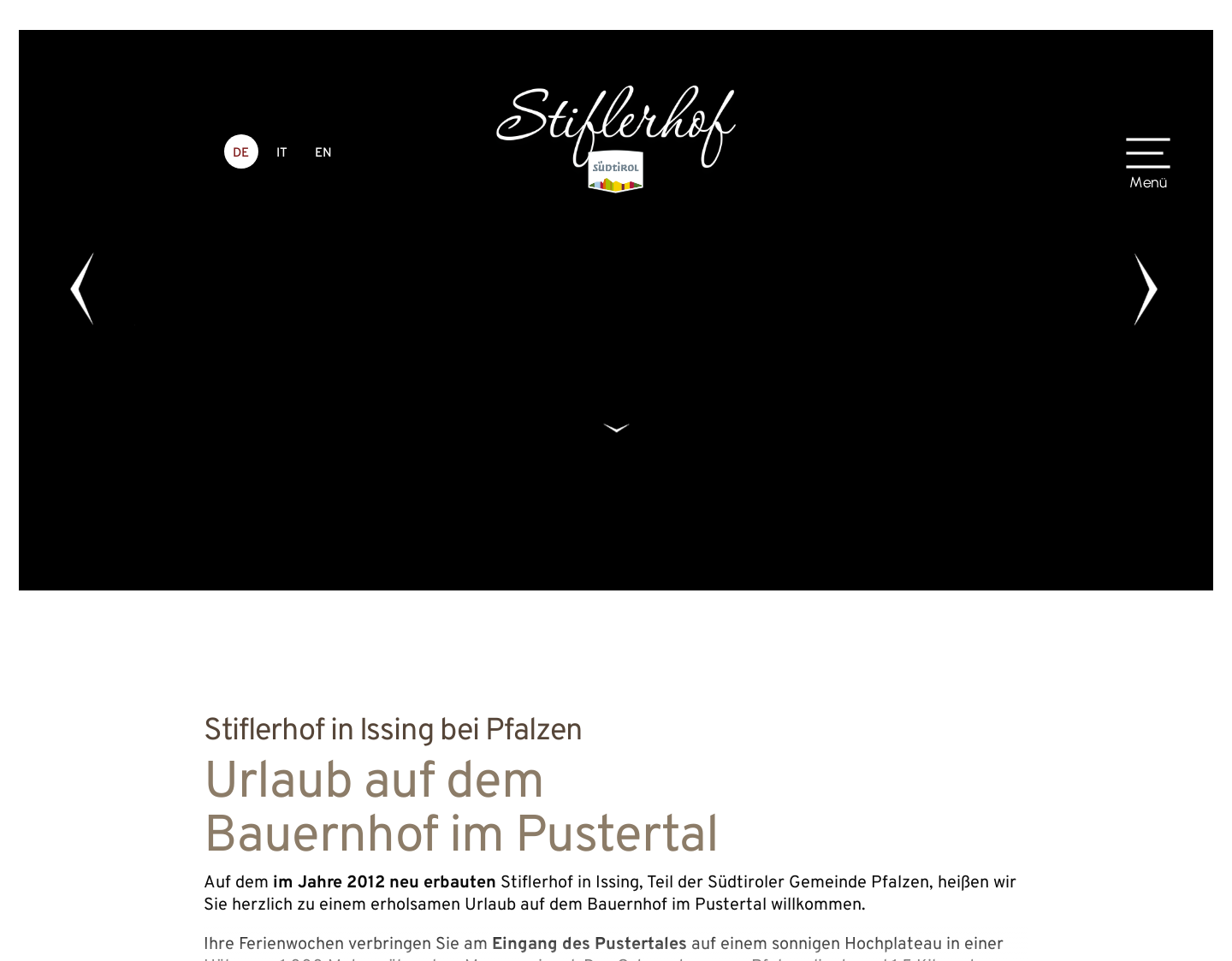 Aktuelle Website-Vorschau von Urlaub auf dem Bauernhof in Pfalzen