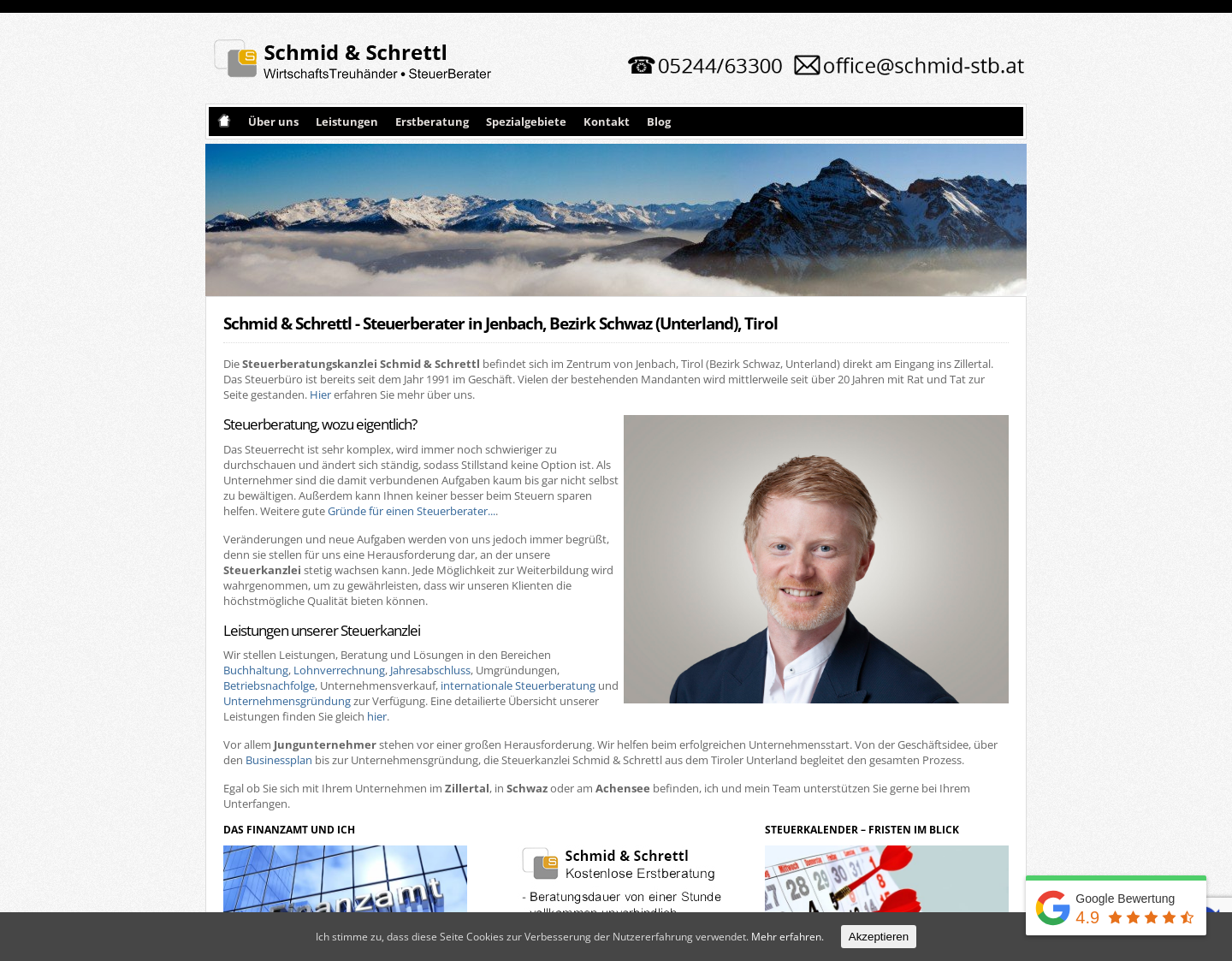 Aktuelle Website-Vorschau von Franz Schmid - Steuerkanzlei Tirol