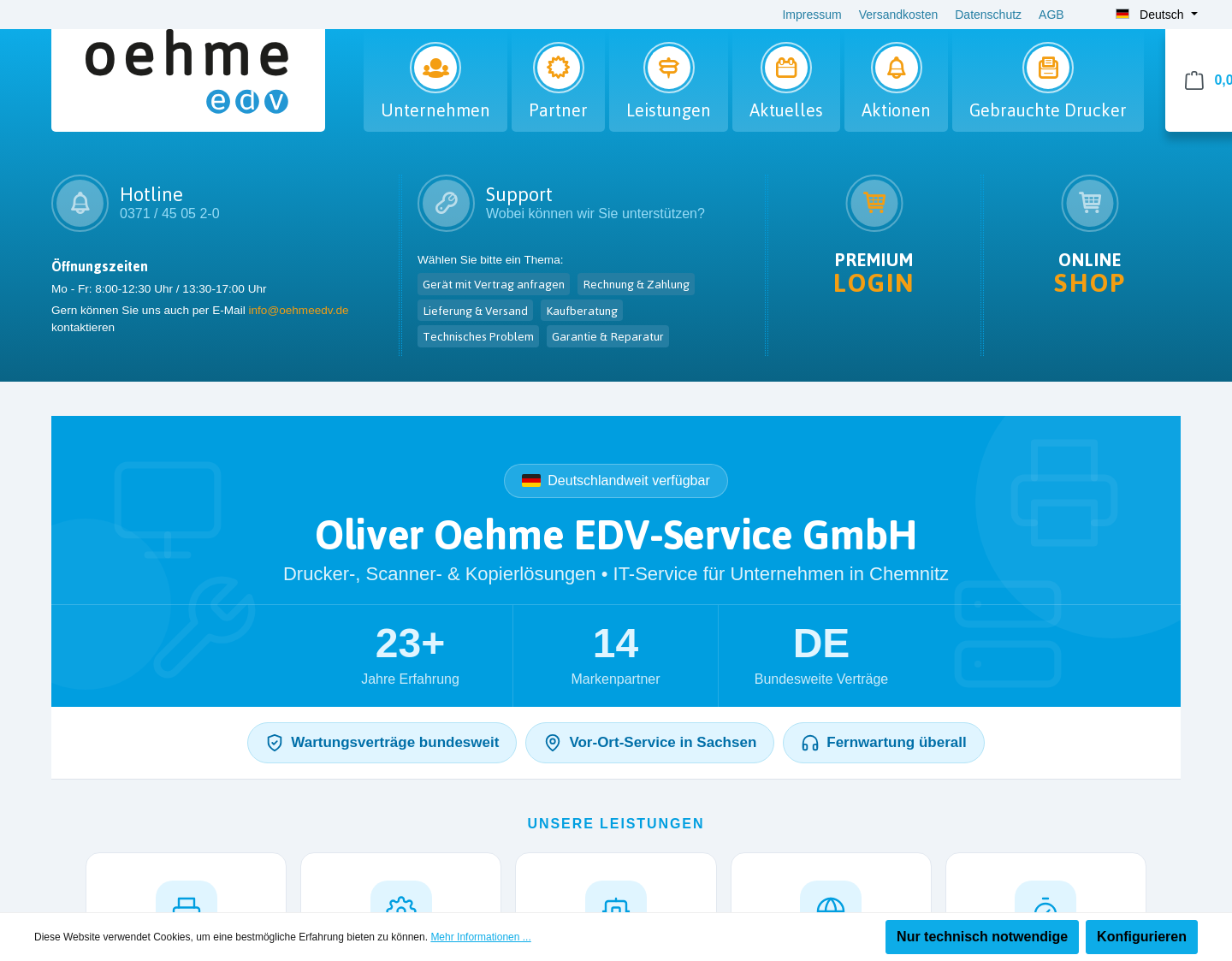 Aktuelle Website-Vorschau von Oehme EDV
