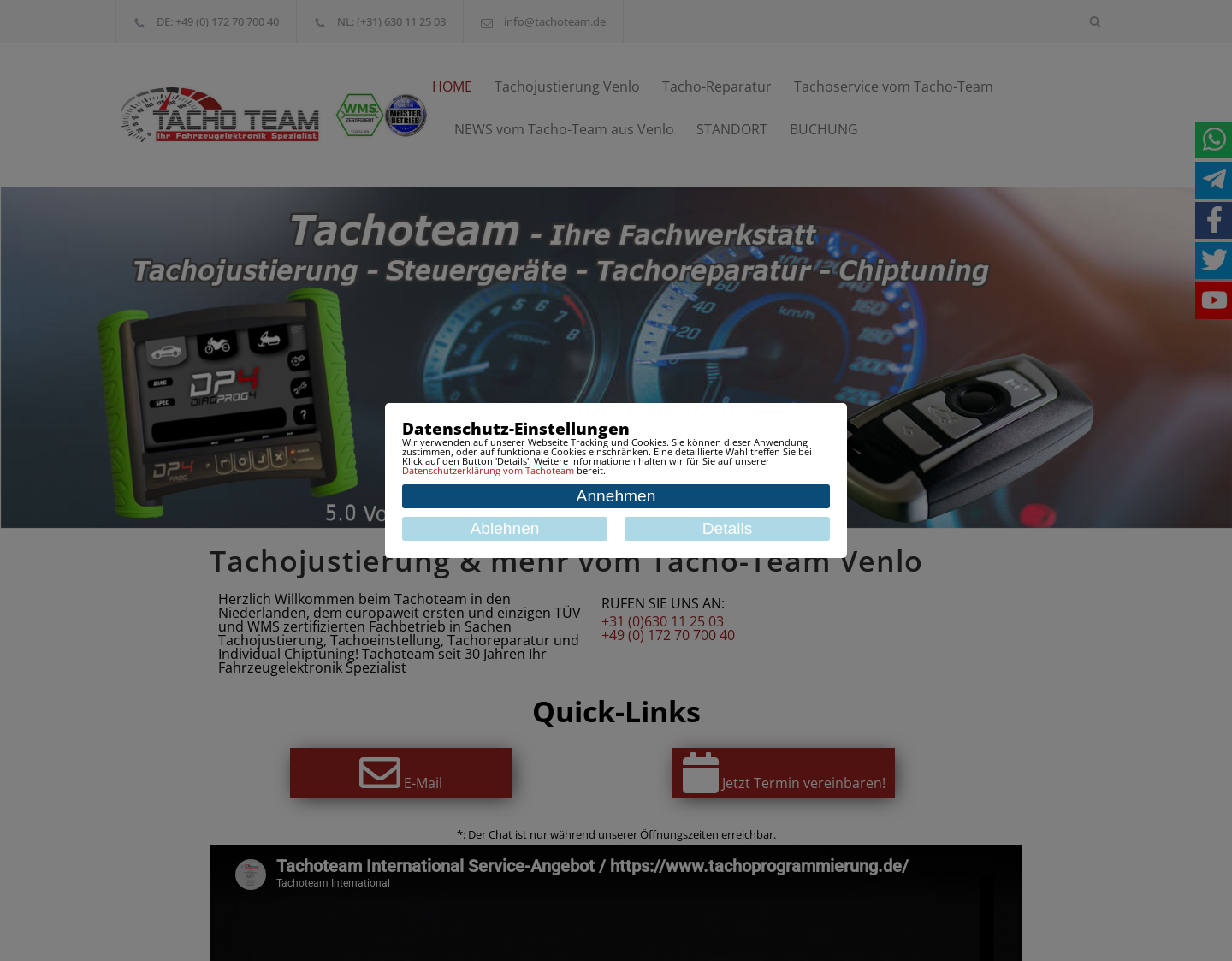 Aktuelle Website-Vorschau von Tachoeinstellung und Tachoreparatur