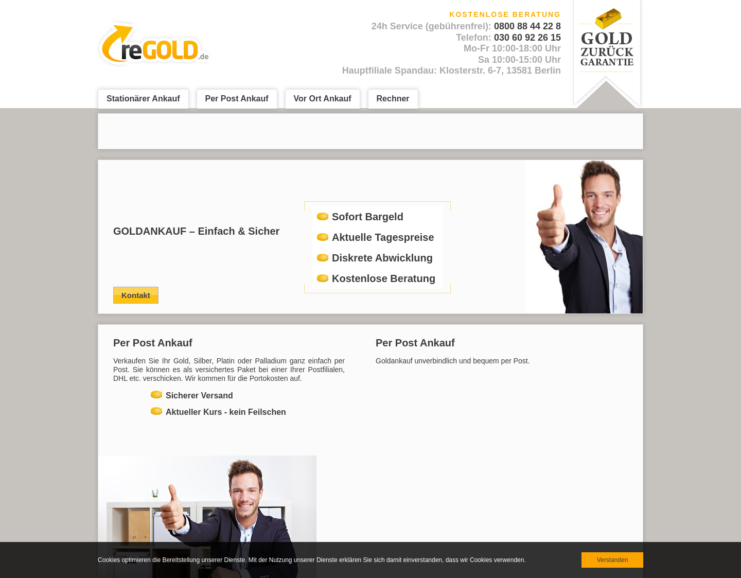 Aktuelle Website-Vorschau von reGold Goldankauf Berlin