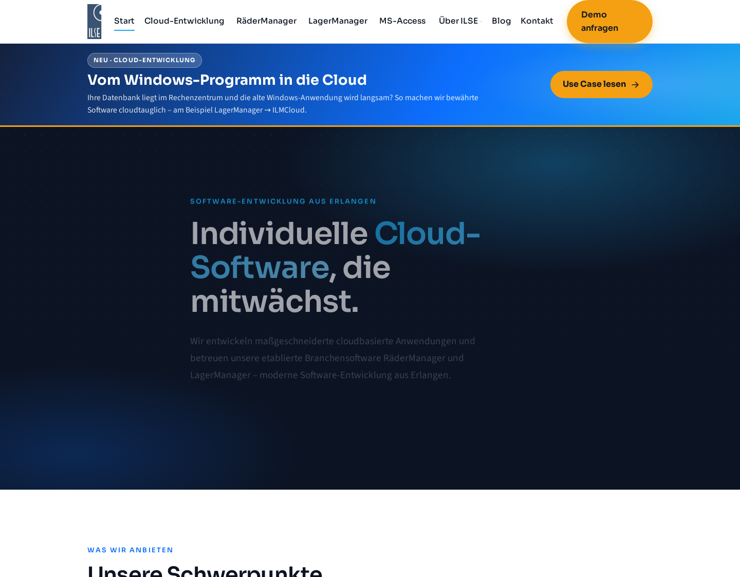 Aktuelle Website-Vorschau von ILSE Software