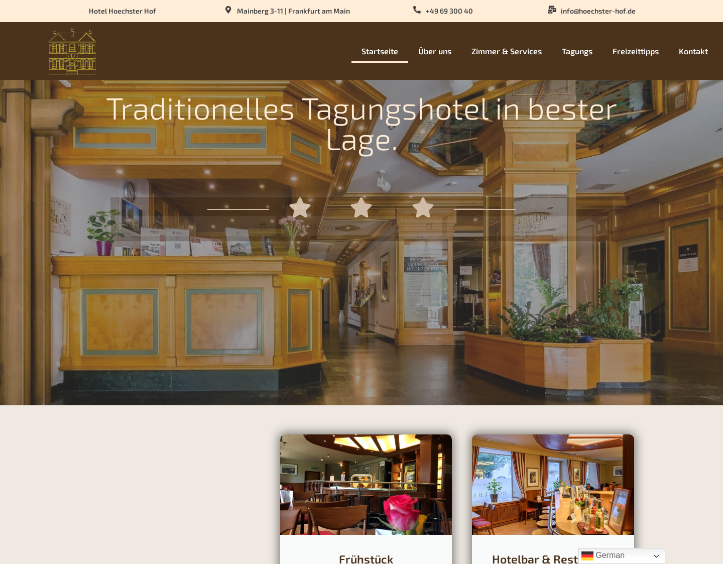 Aktuelle Website-Vorschau von Hotel Höchster Hof in Frankfurt