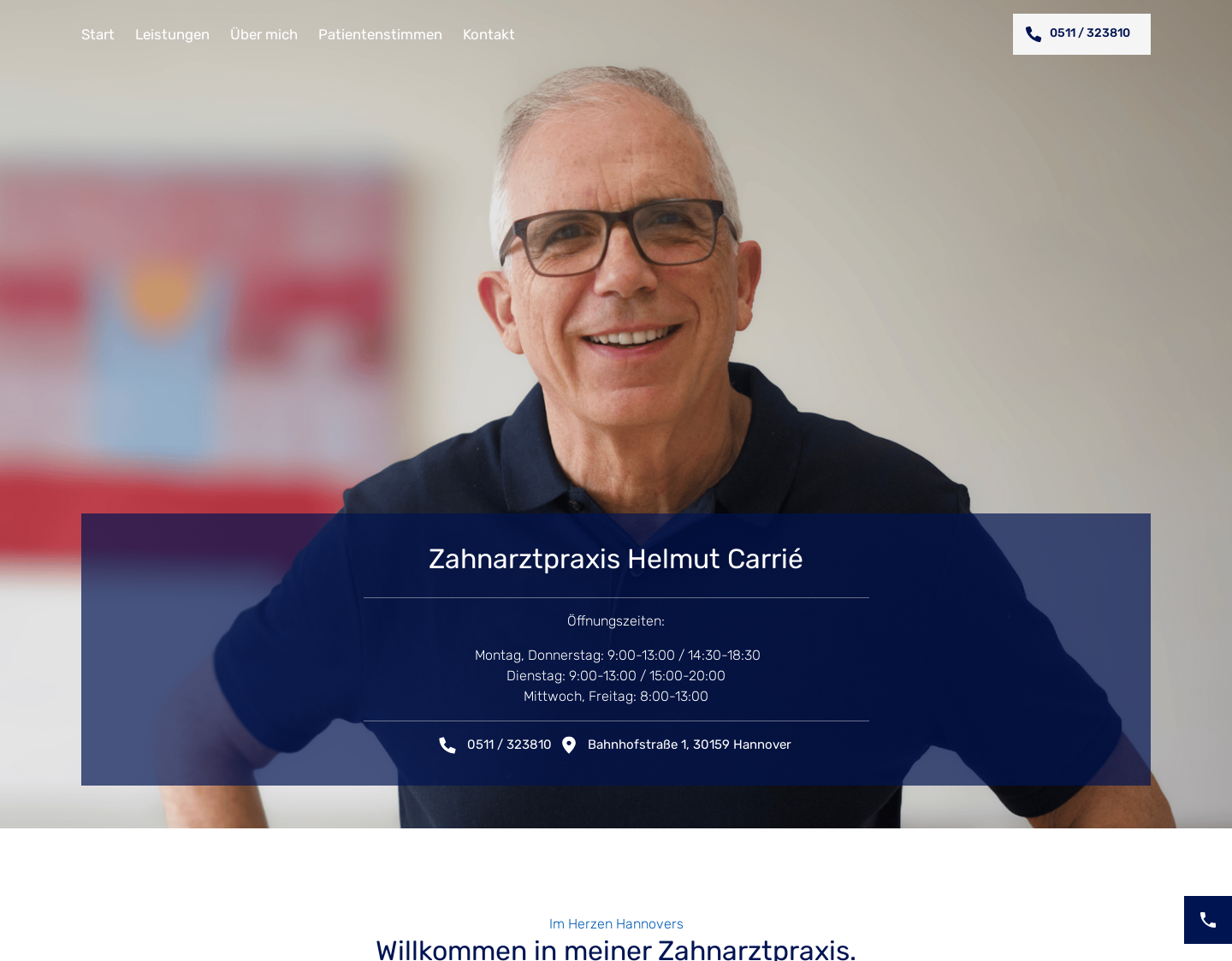Aktuelle Website-Vorschau von Zahnarzt Helmut Carrié
