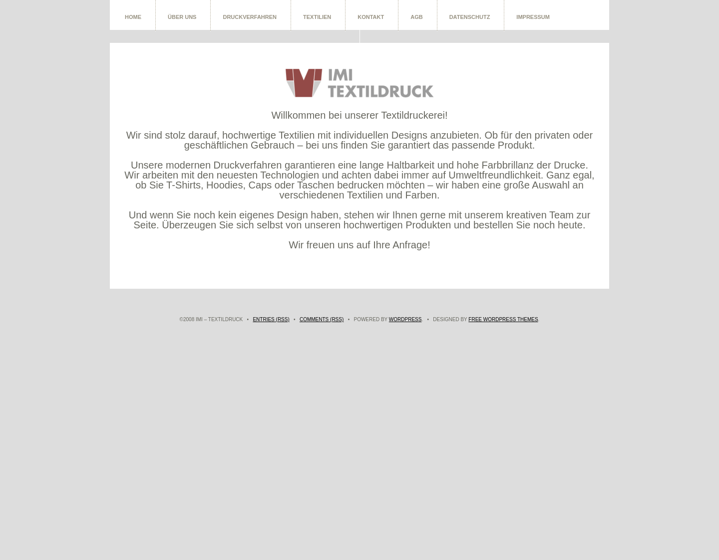 Aktuelle Website-Vorschau von IMI Textildruck