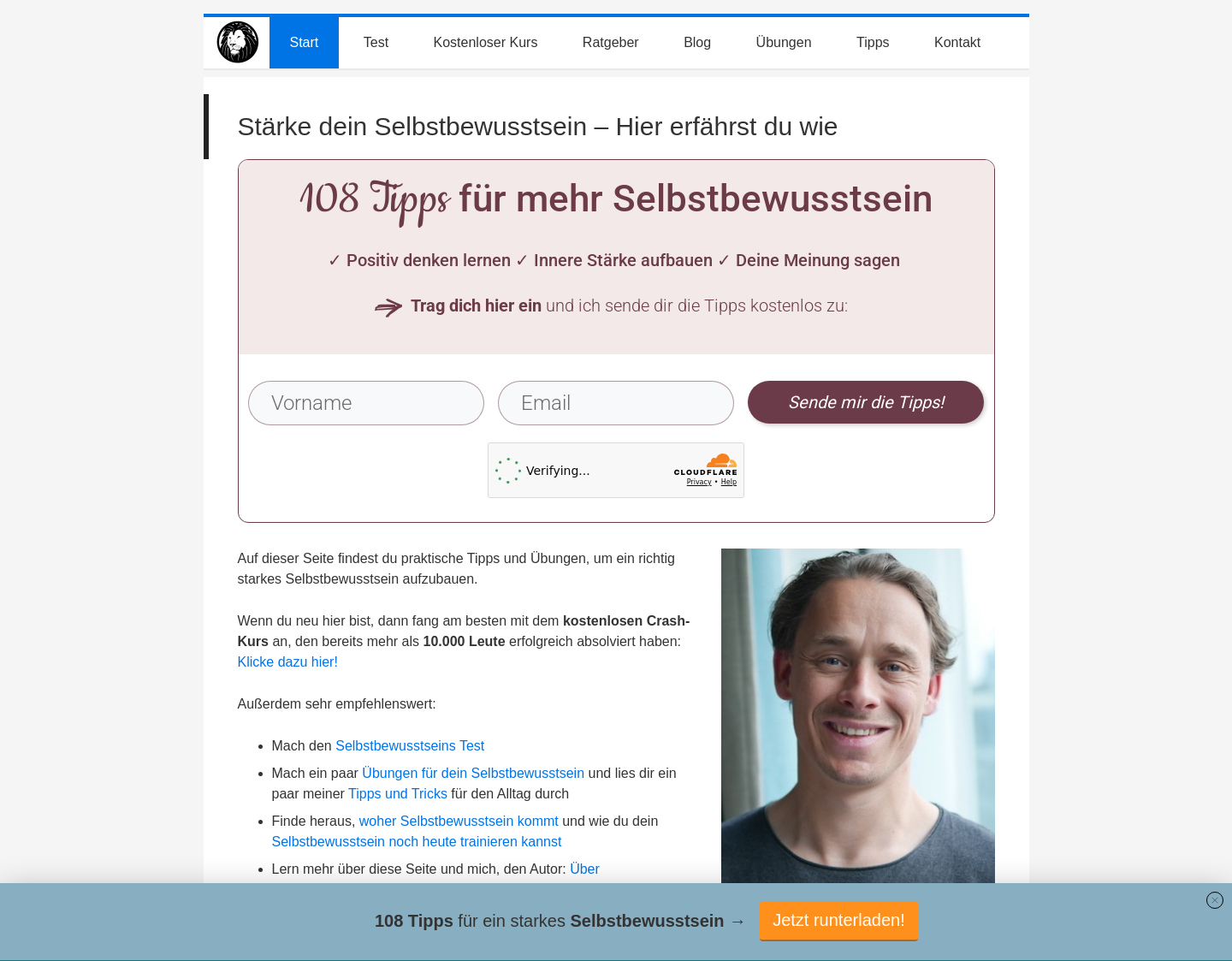 Aktuelle Website-Vorschau von Selbstbewusstsein Stärken