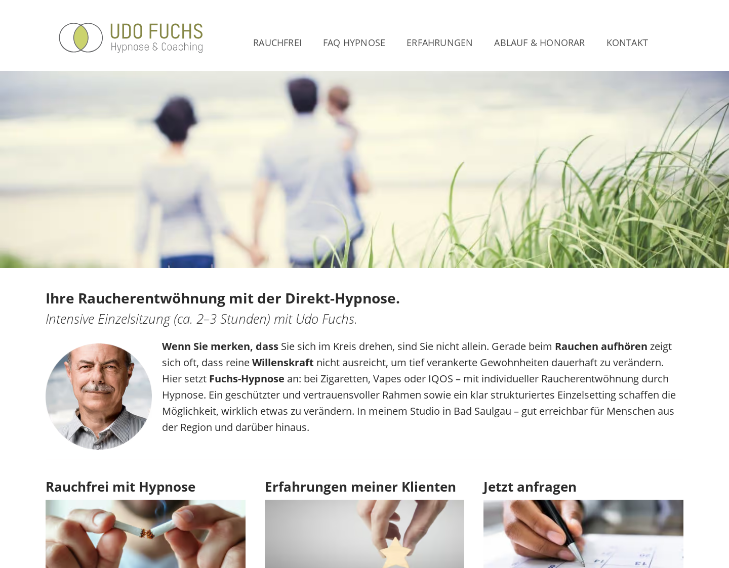 Aktuelle Website-Vorschau von Udo Fuchs Hypnose & Coaching