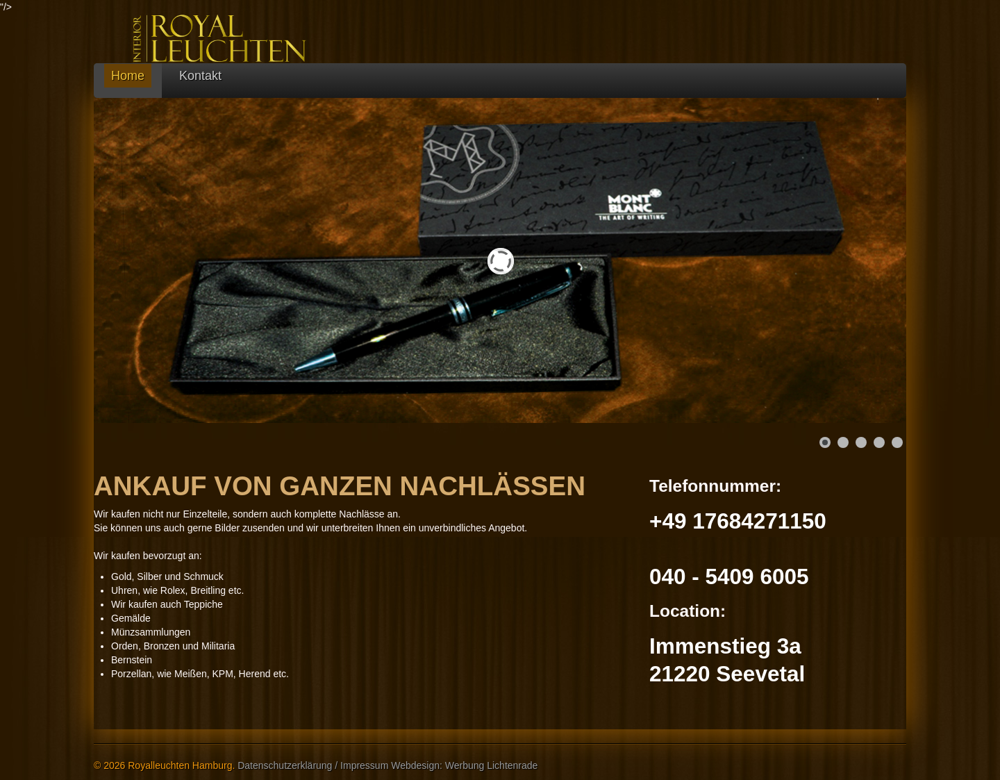 Aktuelle Website-Vorschau von Großer Webshop für Kronleuchter