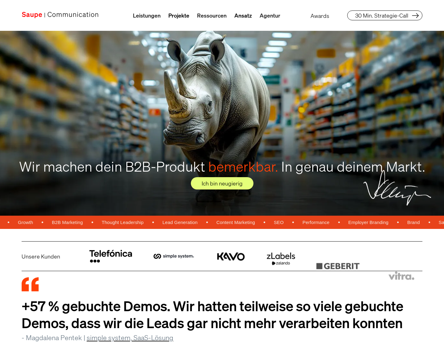 Aktuelle Website-Vorschau von Saupe Communication GmbH