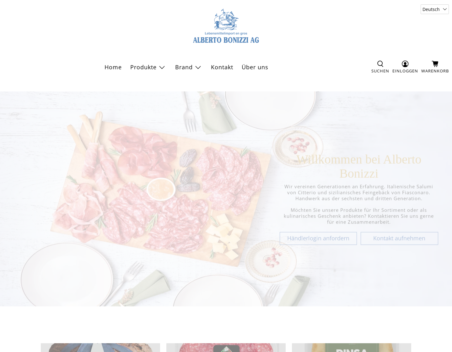 Aktuelle Website-Vorschau von Alberto Bonizzi AG - Lebensmittel