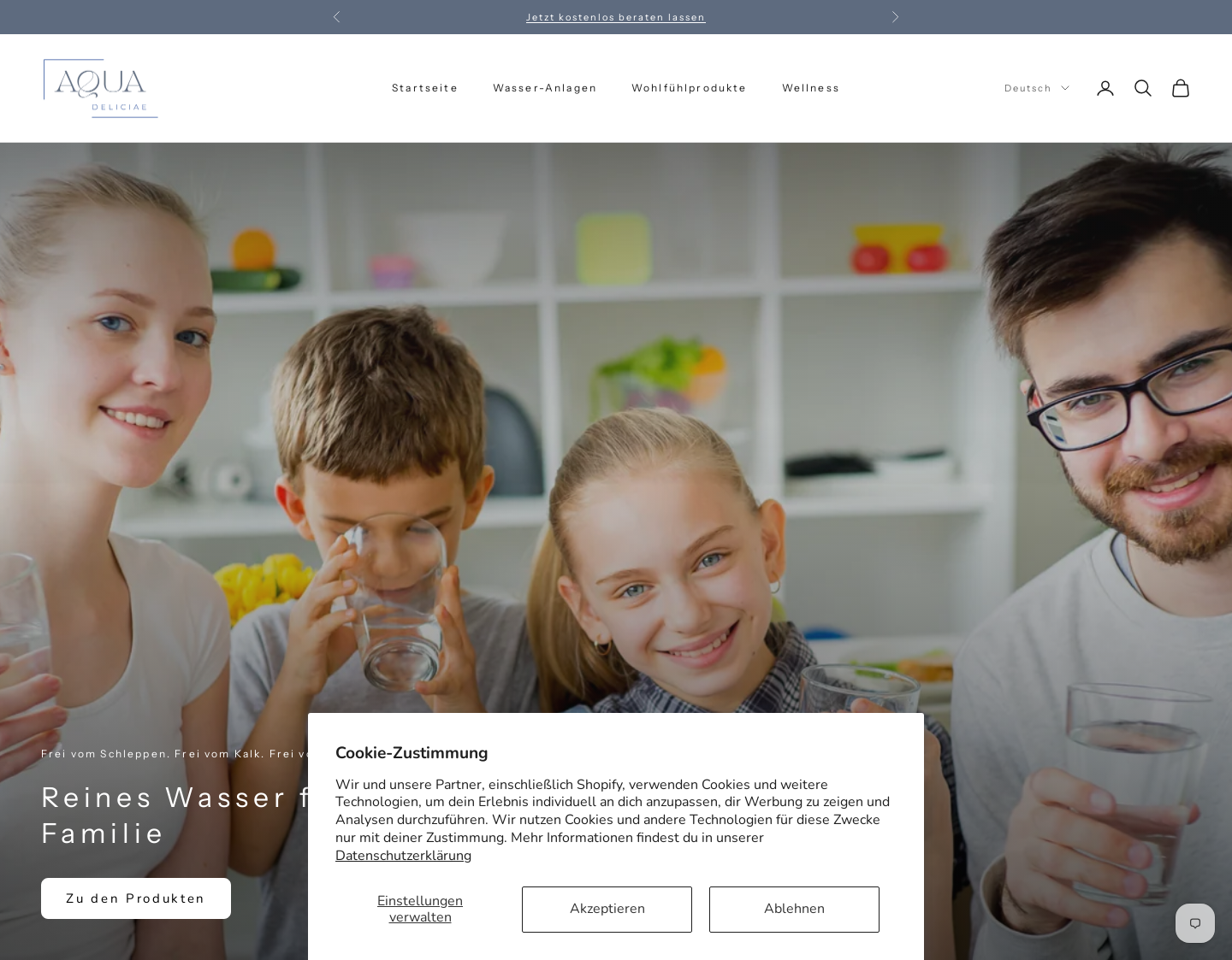 Aktuelle Website-Vorschau von Shop für Trinkwasseraufbereitung