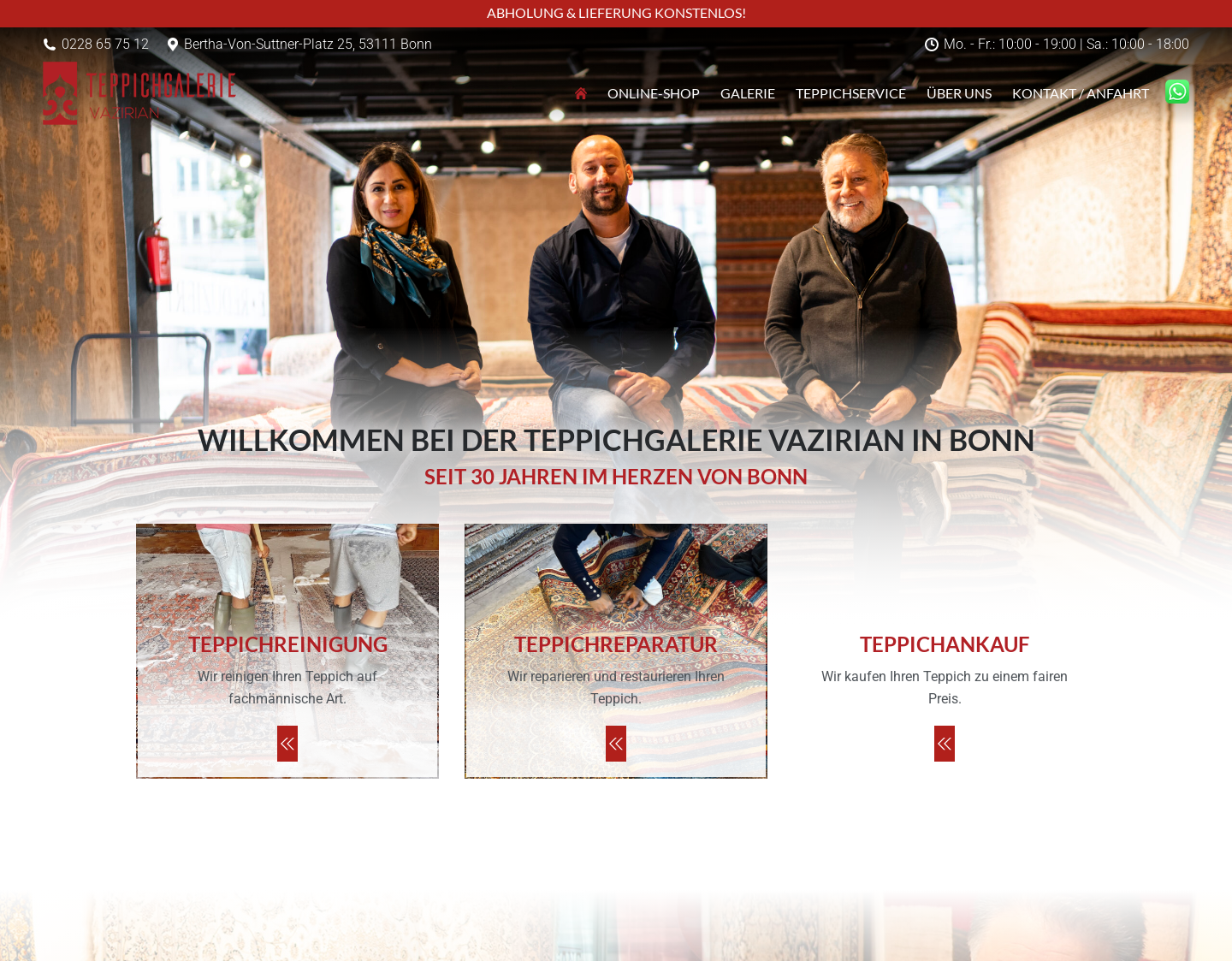 Aktuelle Website-Vorschau von Vazirian Orientteppiche