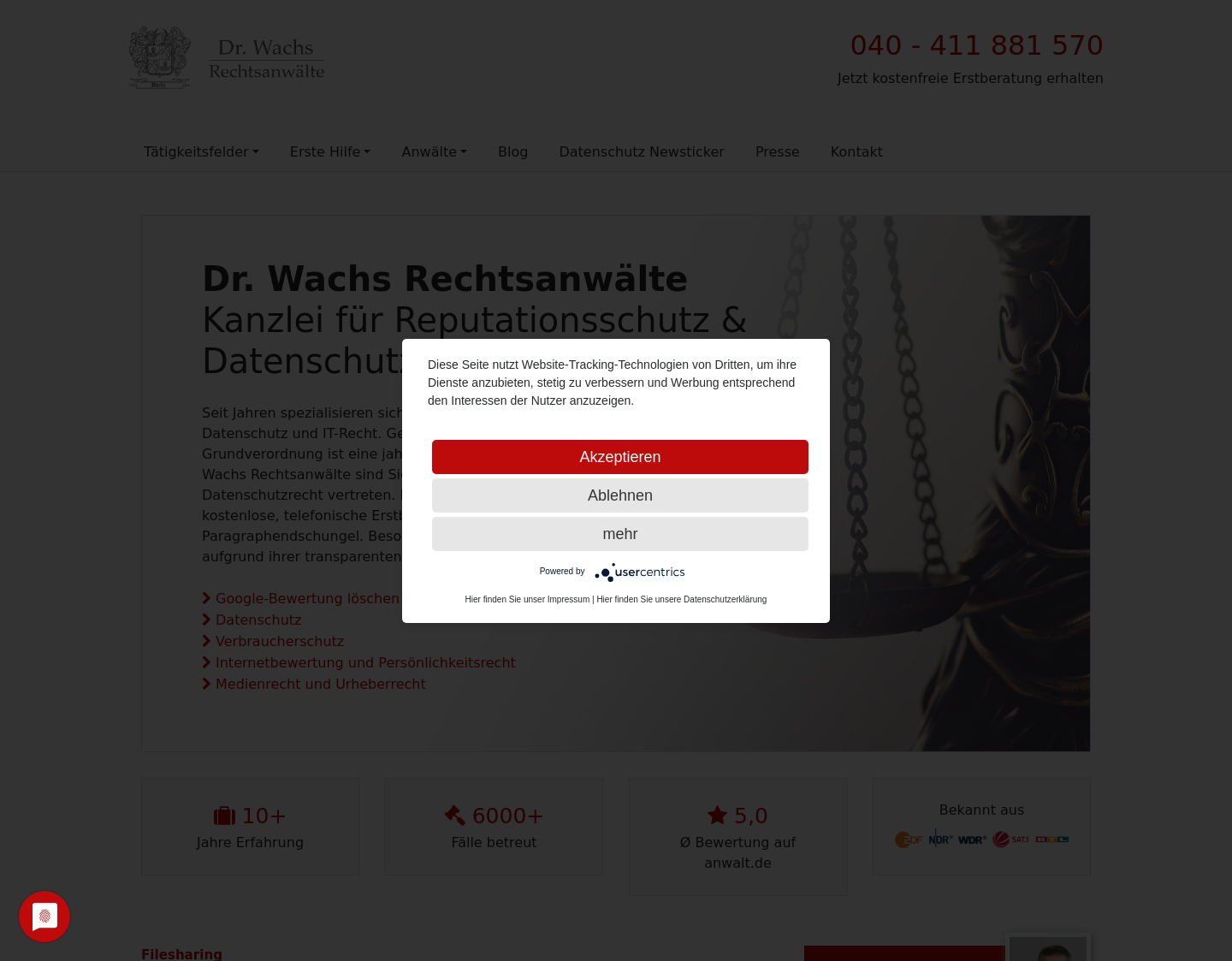 Aktuelle Website-Vorschau von Spezialisiert auf IT-Recht: Dr. Wachs