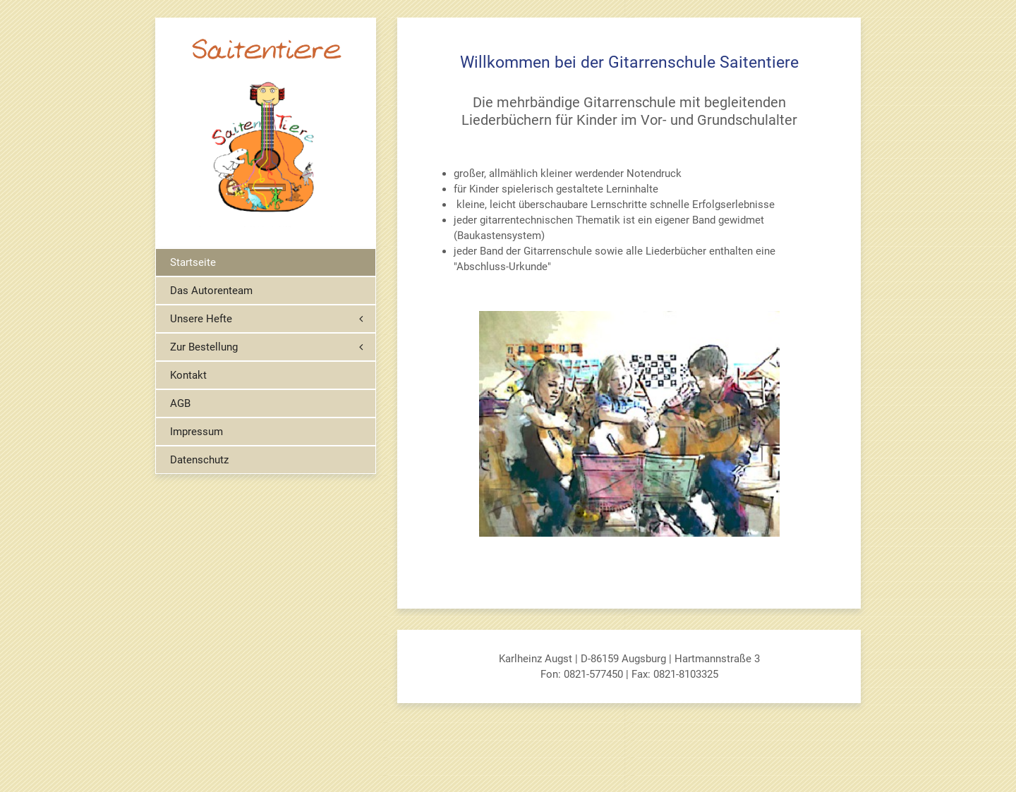 Aktuelle Website-Vorschau von Saitentiere - Die Gitarrenschule für Kinder