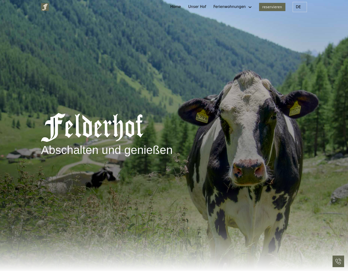 Aktuelle Website-Vorschau von Ferien am Felderhof in Meransen