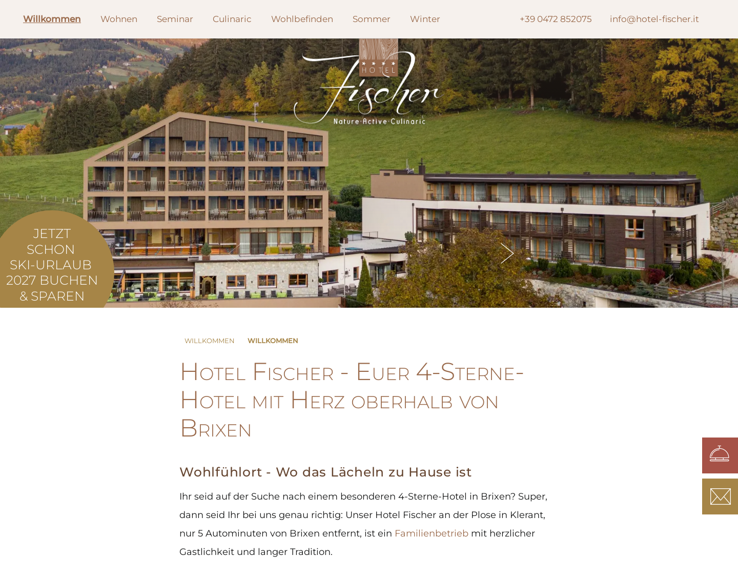 Aktuelle Website-Vorschau von Hotel Fischer in Brixen
